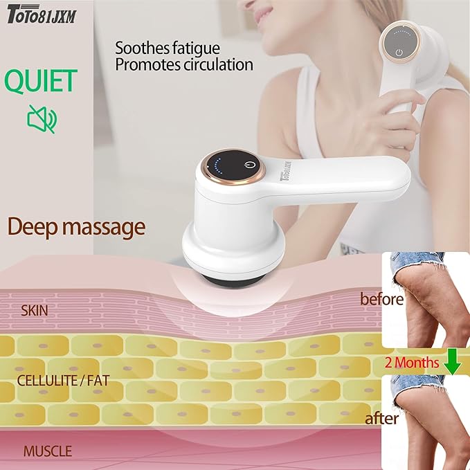 Electric Cellulite Massager – Body Sculpting Machine with 8 Massage Heads, Lymphatic Drainage & Skin Tightening for Belly Stomach Leg, Lipo Roller Massager After Surgery, Adjustable Speed.