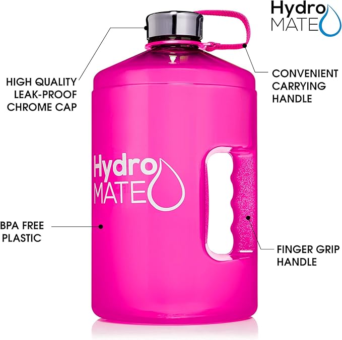 NatureWorks HydroMATE 1 Gallon Motivational Water Bottle with Times to Drink for the Day BPA Free Reusable Big Water Bottle with Handle 1 Gallon Water Bottles with Time Marker 128 oz