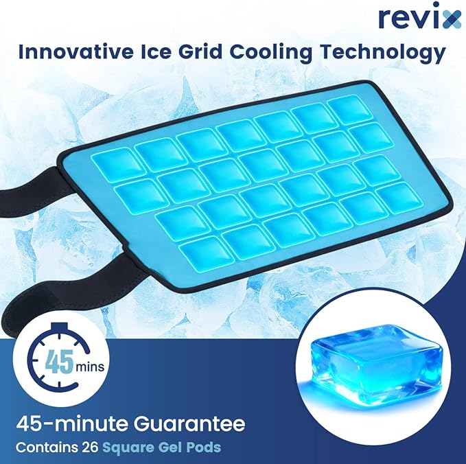 REVIX Calf Ice Packs for Shin Splints Relief, 45-Min Long Lasting Ice Packs for Injuries Reusable with Ice Grid Design, Cold Therapy Compression Sleeves for Soothing Leg & Arm Discomfort, 2 Packs