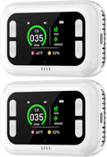 Plug in 6in1 Smoke & Carbon Monoxide Detector & Combustible Natural Gas Combination Builti-in Backup 1000mAh Battery & HD Screen [Temp Humidity Sensors] for Home Kitchen Hotel (2Pack, White)