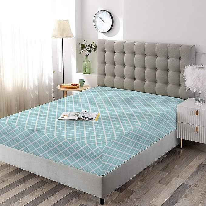 Decorative Bedding Sheet Set Twin Size, Aqua Deep Pockets Fitted Sheet & 2 Pillowcases Set(No Flat Sheet), Swirled Waves Ocean Theme Print Microfiber 3pc Bed Sheets Set, for Kids & Adults Bedding