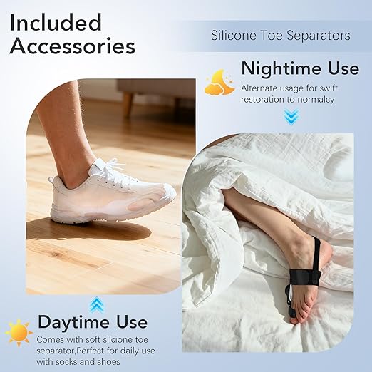 Bunion Corrector for Women Men: Big Toe Straightener Bunion Fix with Adjustable Knob-Orthopedic Bunions Splint Brace Toe Alignment Correction for Hallux Valgus Pain Relief Day/Night 1PCS (Black)