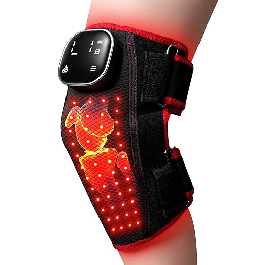 Red Light Therapy for Knee, Heated Knee Massager for Pain Relief, Cordless Knee Wrap with Vibration Massage, 3000mAh Battery, 660 & 850nm Near Infrared Light Therapy for Joint/Elbow/Shoulder