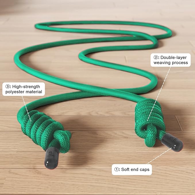 Flow Rope Exercise Jump Rope For Fitness, Working Out, Flow with 9 Ft Adjustable Double Woven Workout Rope For Men, Women, Beginners' Training – Indoor & Outdoor Cardio