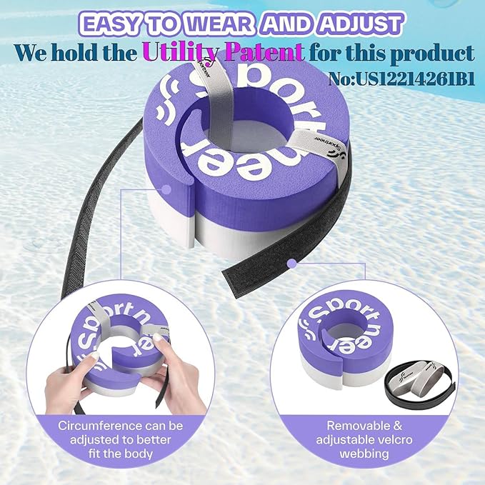 Foam Aquatic Cuffs Exercise Equipment: Sportneer Water Aerobics Float Ring with Adjustable Webbing Pool Exercise Workout Set Water Ankle Ring