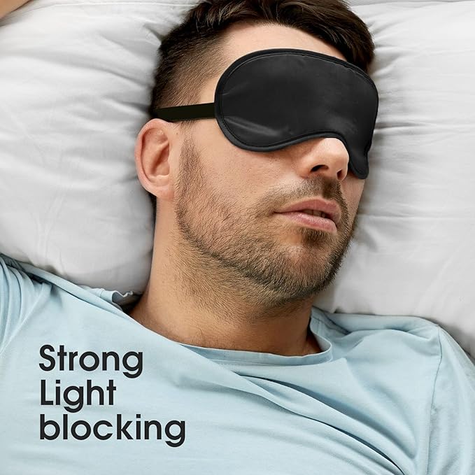 Sleep Mask, 4 Silk Dark Eye Mask for Sleeping High Light Blocking, Beauty Light-Blocking Eye Mask with Adjustable Strap, Smooth Soft Eye Mask for Women Men