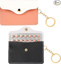2 Pack Birth Control Pill Case Sleeve Packet PU Leather Wallet Pill Holder Birth Control Case with Snap Closure and Keyring Contraceptive Medicine Holder for Travel Bag Backpack, Black + Pink