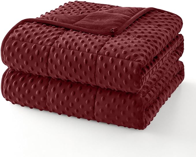 Topcee Weighted Blanket for Adults (20lbs 60"x80"), Minky Dots Heavy Blanket for Woman, Man Sleeping, Soft, Cozy and Cooling Weighted Throw Blankets, Machine Washable, Burgundy