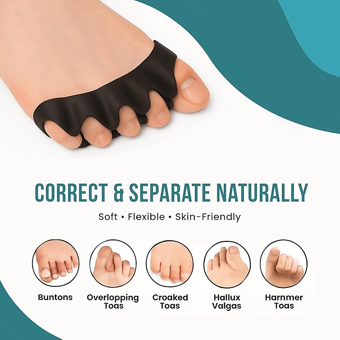 6 pcs Toe Separators for Men and Women – Gel Toe Spacers,toe Spreaders & toeStraighteners, Correct Bunion & Hammer Toes, Foot Alignment Aid, Pain Relief, Regular Size