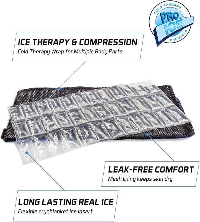 Pro Ice Cold Therapy Ice Pack Body Wrap for Knee, Arms, Hip or Back + Ice Pack Insert for PI 400 & PI-401