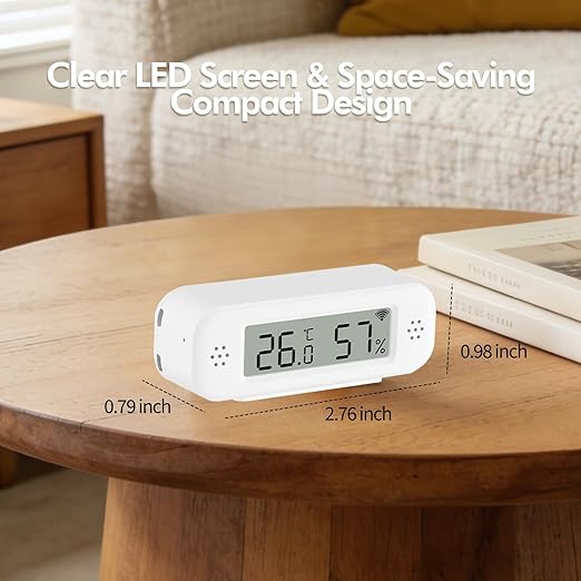 eMylo WiFi Thermometer Hygrometer Sensor, Smart Wireless Indoor Temperature Humidity Monitor with App Alerts, Free Data Storage Export, for Home Room Pet Greenhouse, Compatible with Alexa, 2 PCS