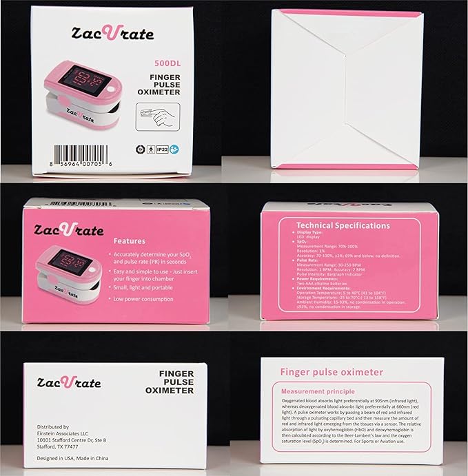 Zacurate Pro Series 500DL Fingertip Pulse Oximeter and Oximeter Carrying Case Bundle