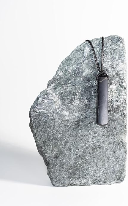 Shungite Pendant Necklace - Harmonizing Shield Defense - Wearable Shungite Crystal for Stress Down and Vitality Up - Shungites Stones from Russian Mine