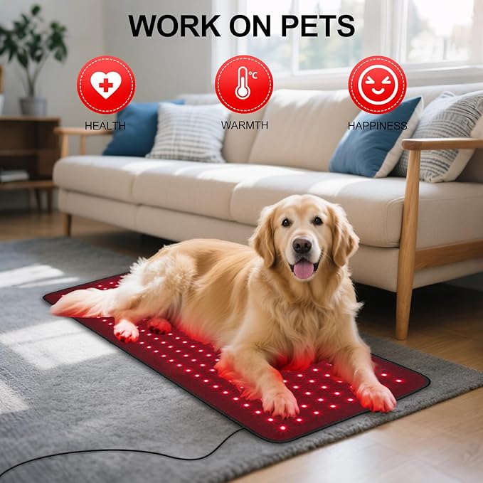 LOVTRAVEL New 31.5'' X 11.8'' LED 660nm Red Light and 850nm Near Infrared Light Therapy Devices Mat Large Wearable Pads Belt Wrap for Body Pain Relief