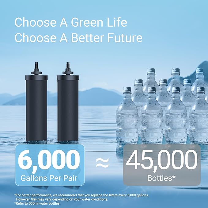[New Upgraded Ultrafiltration] AQUA CREST Black Water Filter, Replacement for Berkey® BB9-2® Black Purification Elements, Berkey® Gravity Water Filter System, 2 Pack