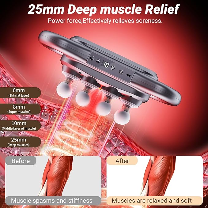16 Head Massage Gun Deep Tissue, 2026 Upgrade Back Muscle Massager with 9 Modes & 9 Intensities,2600mAh,6H Runtime Quiet Percussion Massager for Legs, Waist, Back Muscle Pain Relief
