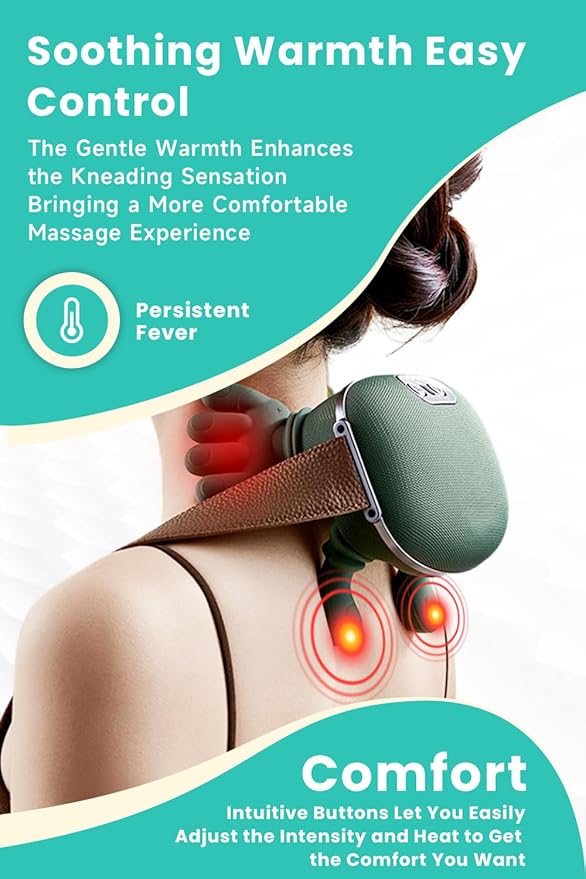 4D Wireless Massager – Shiatsu Deep Tissue Relief with Heat, 2026 New Bionic Tissue Shiatsu Electric Massage, 3-Speed Massage Modes Adjustment, for Necks, Back, Shoulders, Legs (1Set)