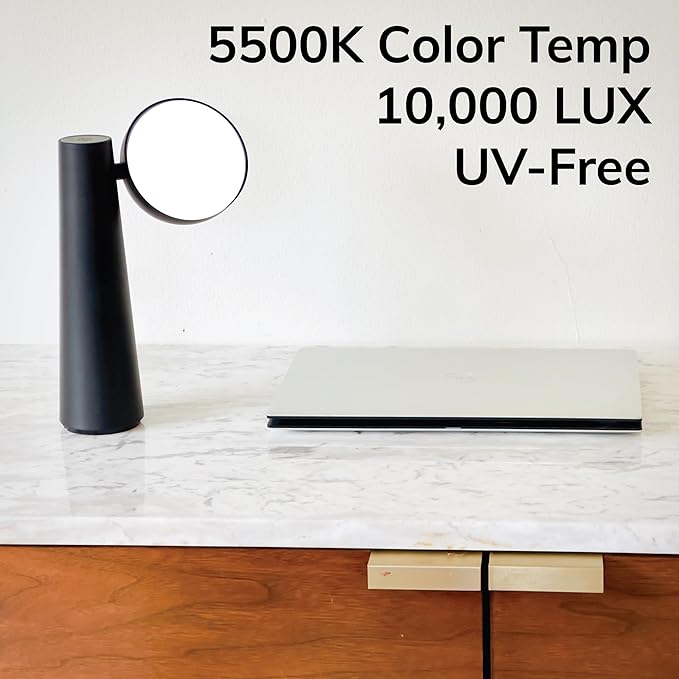 Bask (New) Bright Light Therapy Lamp - 10,000 Lux Brightness, 5500K White Light, UV-Free - Stunning Modern Designer Lamp - Sunbird