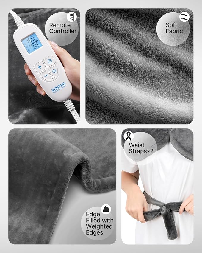 RENPHO Mothers Day Gifts, Electric Heating Pad - 6 Heat Levels for Neck, Shoulder, and Back, Weighted Pad for Snug Fit - Machine Washable, ETL Safety Certified for Cold Nights and Winter, FSA Eligible
