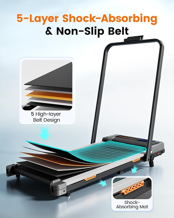 Walking Pad with Incline and Handle Bar, 2.5 HP Quiet Walking Pad Treadmill with 265 LBS Capacity, Portable Under Desk Treadmill, Foldable Treadmills for Home Office