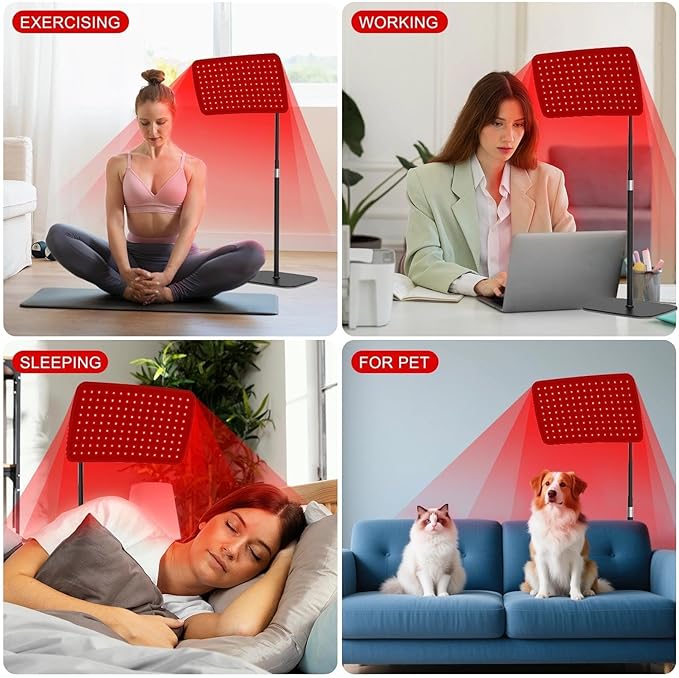 Red Light Therapy for Face and Body, 2-in-1 Near Infrared Light Therapy Lamp and Wearable Wrap Pad, 10Hz Pulse 660nm 850nm Device for Worker Body Back Pain Relieft, Gift for Parents Women Men