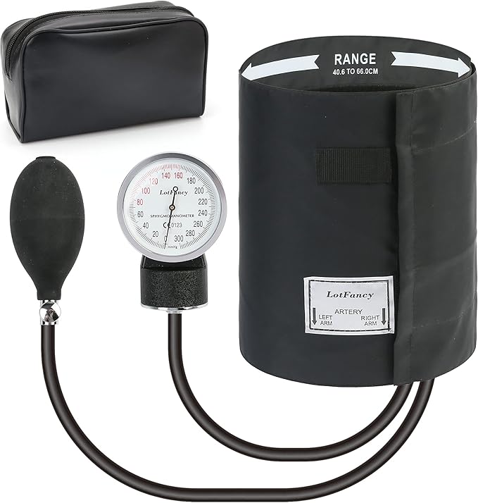 LotFancy XXL Blood Pressure Cuff Manual Adult, Professional Thigh BP Cuff 16"-26", Extra Large Adult Size Sphygmomanometer with Carrying Case and Zero Calibration for Home Use, Nursing Student, Doctor