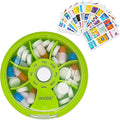 INVODA Weekly Pill Organizer with 77 Pre-Cut Medication Labels – 7 Compartment Rotating Medicine Box Daily Pill Case for Vitamins, Fish Oil & Prescriptions – BPA-Free Plastic – Compact Travel Size