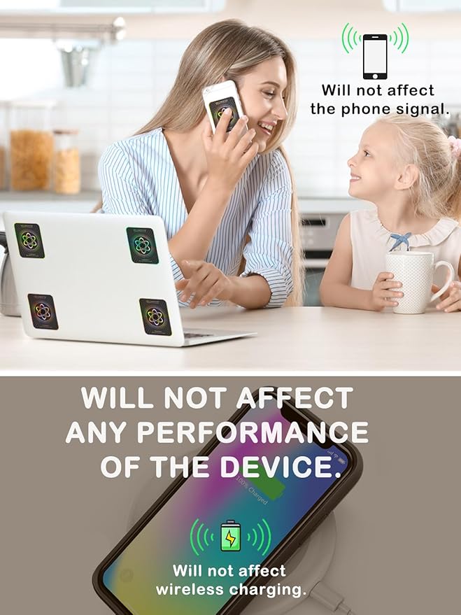 EMF Protection for Cell Phone Stickers, Suitable for All Smartphones/All Electronic Products/Tablet/Laptop/Computer, Suitable for Anyone, 2.4 x 2.0 x 0.016 inches - (6 Pack)