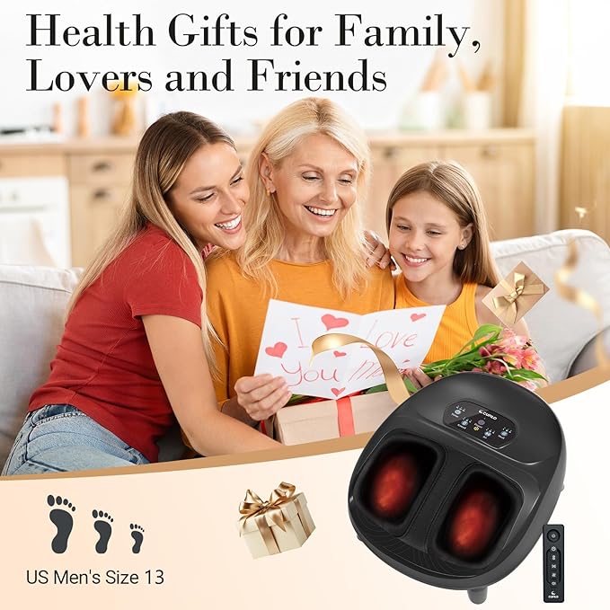 Foot Massager with Heat, FSA Eligible HSA Store Upgraded Full Foot Shiatsu Massage for Neuropathy, Remote Control Multi-Level Settings, Feet Massager for Plantar Fasciitis, Gifts for Men Women