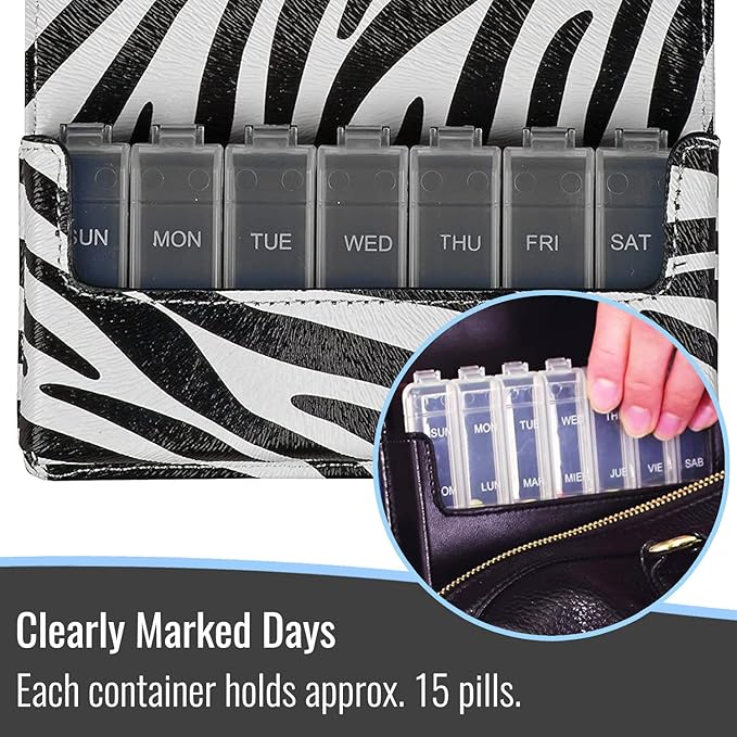 HealthSmart® Travel Pill Case, Zebra