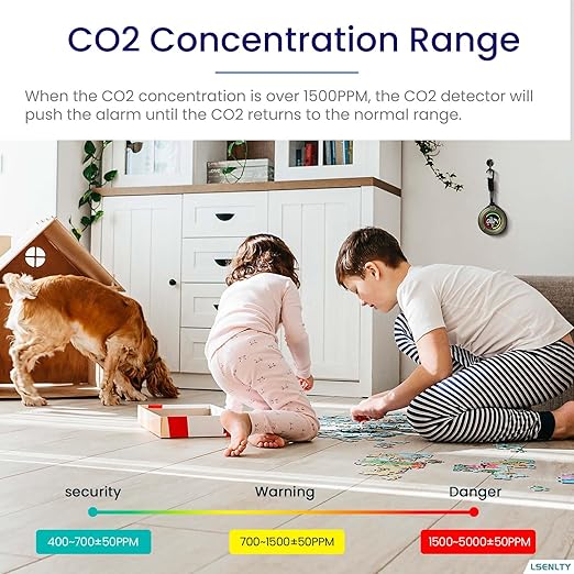 Portable CO2 Detector, 2s Refresh High Accuracy Air Quality Monitor, 3 in 1 CO2 Meter(Temperature, Humidity and CO2 Value), 96 Hours Standby Time Air Quality Monitor for Travel Home Office