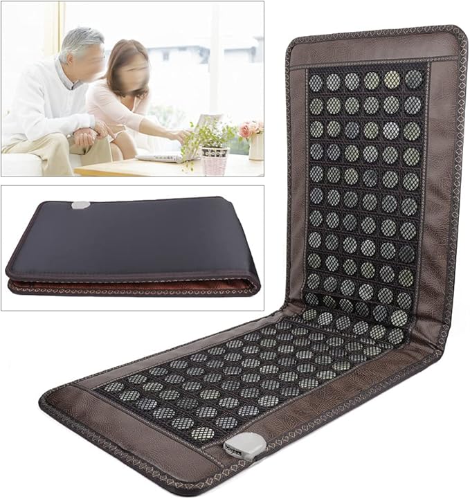 Far Infrared Heating Pad for Full Back, 20" x 59" 138 Natural Jade Tourmaline Stones Heating Mat for Back Neck Shoulder Fast Pain Relief Use for Home Office