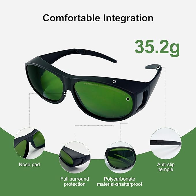 Laser Safety Glasses, OD6+ Eye Protection Goggles 200-450nm 800-2000nm 1064nm for IPL Fiber Laser Engraving Machine & Hair Removal