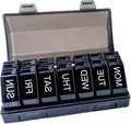 Weekly Pill Organizer 4 Time a Day，Pill Dispensers， Pill Box 7 Day with 28 Extra Large Compartments Portable Travel ，4 Times a Day Pill Case, for Medication/Vitamins/Fish Oils (Black)
