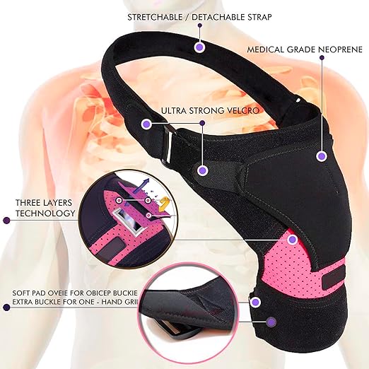 Shoulder Support Brace Rotator Cuff Pack Wrap Hot/Cold Ice Gel Pack Shoulder Heating Pad Shoulder Sling Ice Bag for Injuries Sprains Fractures Adjustable Compression Sleeve
