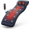 Full Body Massage Mat with Heat, Independent Shiatsu Neck Massager Pillow, 10 Vibration Motors, 5 Modes & 3 Intensities, Foldable Back Massage Pad with 15-Min Auto Off for Home & Office
