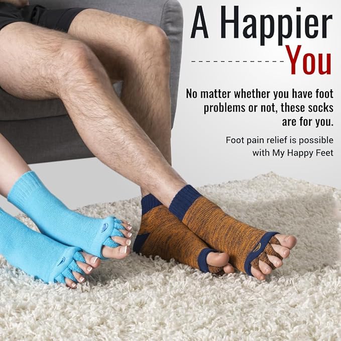 My Happy Feet Foot Alignment Socks with Toe Separators – Holiday Socks for Women & Men - Cozy Christmas Gift Idea
