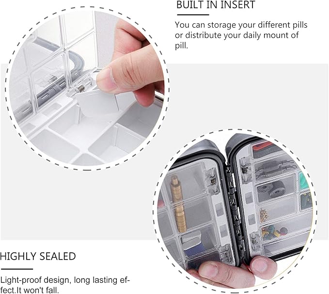 EXCEART Travel Medicine Kit Mini Pill Organizer 8 Compartments Travel Medicine Box Case Pill Box Medicine Pill Tablet Capsule Organizer for Fish Oil Supplement Tool Chest Organizer