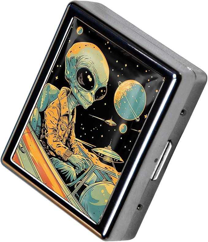8-Compartment Pill Box Organizer Portable and Stylish Medicine Case, Versatile Storage for Medication - Ideal Travel Accessory & Unique Gift Idea (Alien Road Trip)