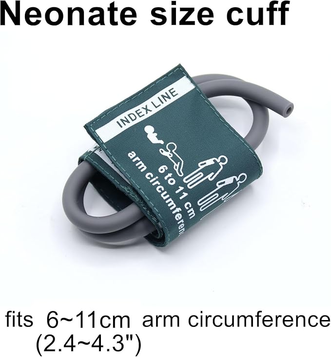Blood Pressure Cuff with Different Size Tubes (Neonate(6~11cm), Green Nylon + 35cm Single Tube)