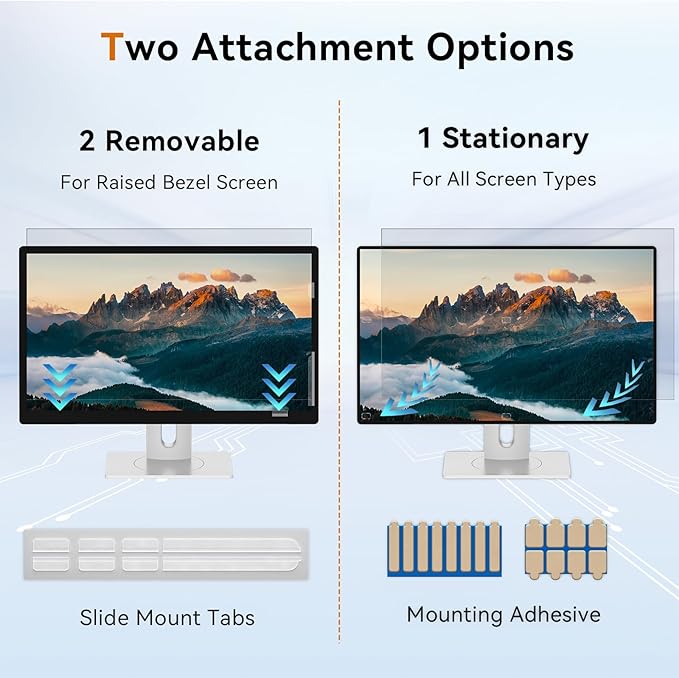Mamol 23 Inch Computer Privacy Screen Filter for 16:9 Widescreen Monitor, Anti Glare & Blue Light Filter, Removable Computer Monitor Privacy Shield, Anti-Scratch Screen Protector Film 23 in