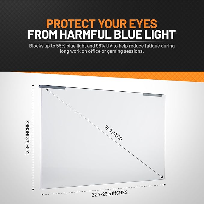 Blue Light Screen Protector 26–27 Inch | UV Protection Screen Filter for Computer Monitor | Blue Light Filter for Computer Monitor | Acrylic Screen Filter | Eye Protection for LED PC