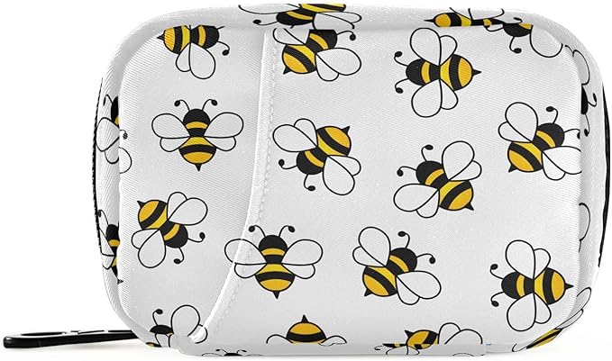 Cute Bees Pill Box 7 Day Pill Case Travel Pill Organizer Bag Container for Medicine with Zipper Portable Weekly Case Compact Size for Medicine, Vitamin, Supplement