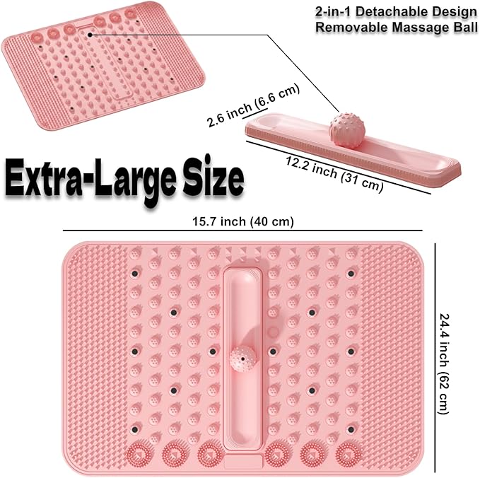 Foot Massage Mat with Soft TPE Silicone – Reflexology Acupressure Foot Pad with Removable Massage Ball, Roll-Up Portable Design for Plantar Fasciitis, Foot Pain Relief & Circulation, Home Office Use