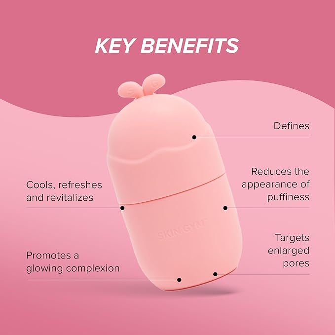 Skin Gym Ice Roller for Face – Facial Depuffing & Cooling Skin, Cold Face Roller to Minimize Pores & Soothe Skin, Reusable Cryo for Glowing Complexion