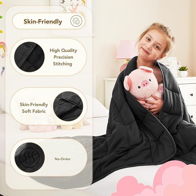CuteKing Weighted Blanket (10lbs, 40"x 60", Grey) Heavy Blanket for 90-100lbs, Breathable Microfiber Material with Glass Beads All-Season Summer Fall Winter Soft Thick