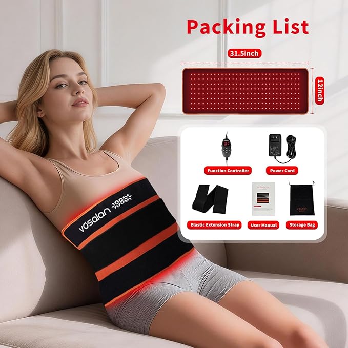 Red Light Therapy Pad for Body, Large Infrared Light Therapy Wrap with 240 LEDs (660nm & 850nm), 31.5" x 12" Red Light Therapy Mat for Back Shoulder Joint Muscle Relief, 43W, Timer