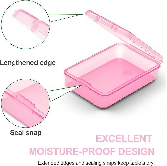 6 PCS Small Pill Box, Tiny Pill Case,Mini Clear Plastic Storage Containers Cute Travel Pill Organizer Case Portable for Pocket Purse Briefcase (Pink)