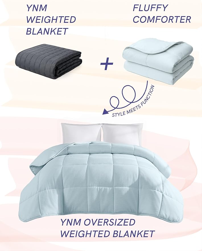 YnM Weighted Blanket King/CA King 20lbs, The Heavy Oversized Weighted Comforter, Warm & Fluffy Throw (Green, 20lbs, 104" Lx90 W)