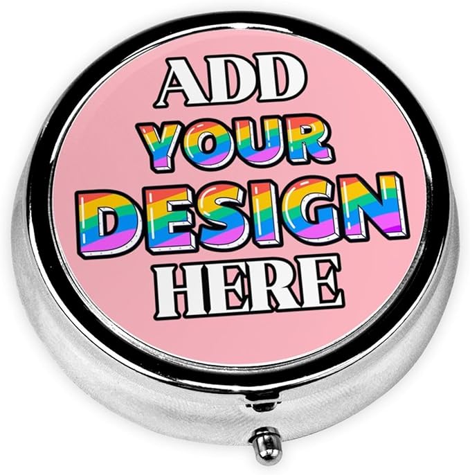 Medicine Pill Organizer, Medicine Pill Box Case Container Travel Pill Holder Vitamin for Purse Med Wallet Portable Mini Pastillero Round, Custom Your Own Pill Organizer, Light Pink, Personalized Gifts